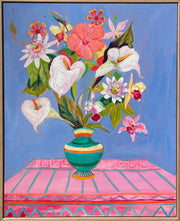 "Peace Lillies & passion flower" Original Artwork