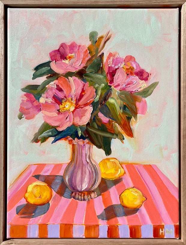 ‘Camelias with lemons’ Original Painting