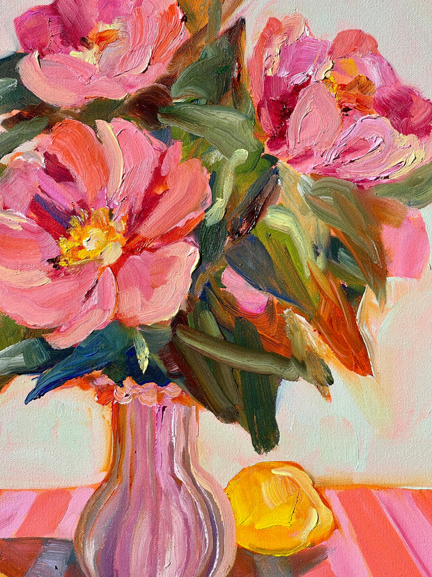 ‘Camelias with lemons’ Original Painting