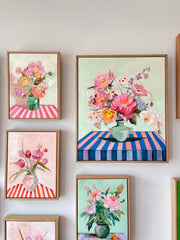 'Peonies on stripes'