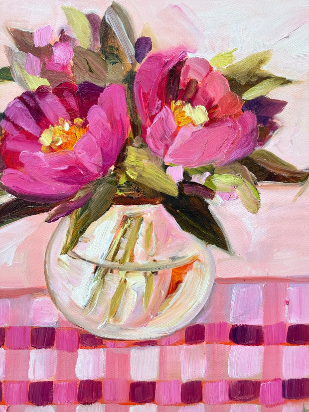 ‘Pink Check Posy' Original Painting