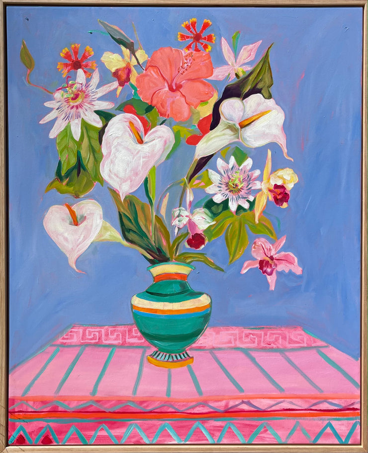 "Peace Lillies & passion flower" Original Artwork