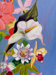 "Peace Lillies & passion flower" Original Artwork