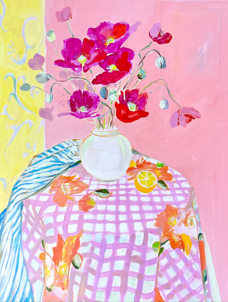 'Poppies on a painting' Large Limited Edition Print