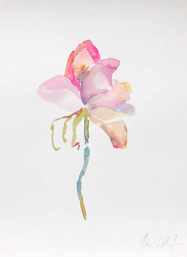 Falling rose petals original watercolour