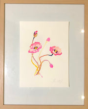 Pink poppies original watercolour