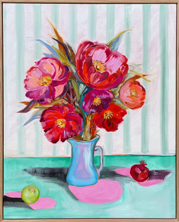 'Full bloom poppies with pomegranate & apple' Original Artwork
