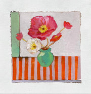 Monday Mini - Poppy on red stripes