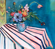 Bouquet on blue