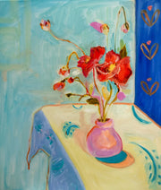 Poppies in the breeze on a sunny day