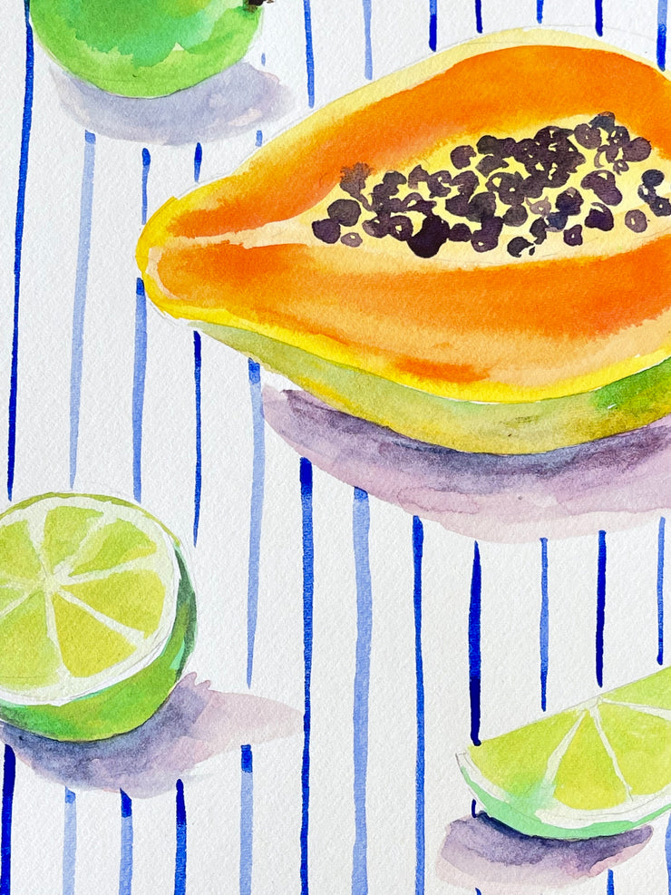 'Papaya and Limes' Watercolour on Paper
