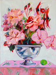 Lisa’s vase with Roses, Sturt Desert Pea and Orchids